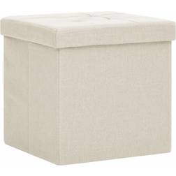 vidaXL Tabouret De Rangement Pliable Blanc Crème Faux Lin