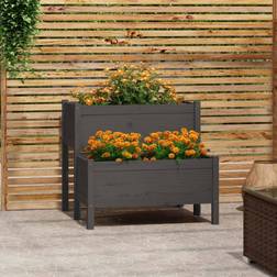 vidaXL Jardinera De Madera Maciza De Pino Gris 84.5x84x75 cm