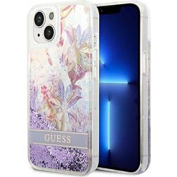 Guess GUHCP14MLFLSU iPhone 14 Plus 6,7 fioletowy/purple hardcase Flower Liquid Glitter