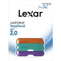 LEXAR JumpDrive TwistTurn2 32GB USB Flash Drive, 3/Pack (LJDTT2-32GABNA3) Quill