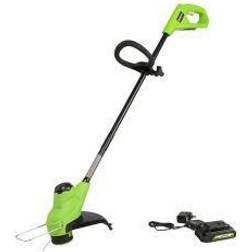 Greenworks 24-Volt 12" Cordless TORQDRIVE String Trimmer/Edger (2.0Ah Battery and Charger Included) Black/Green