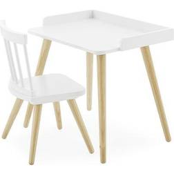 Delta Children Bianca White & Natural Essex Desk & Chair Set