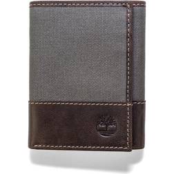 Men's Canvas & Leather Trifold Wallet, Charcoal, One