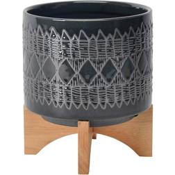 Benjara 8 in. Large Black Ceramic Planter Stand