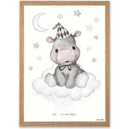 Mouse & Pen Hippopotamus Baby Poster A3 29.7x42cm