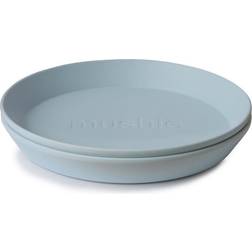 Mushie Round Dinnerware Plates tallrik Powder Blue 2 st