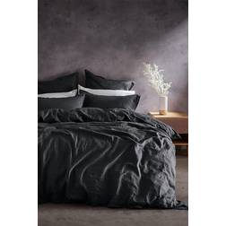 Lazy Linen Lazy Linen Pure Washed Linen Pillow Case Black, Grey