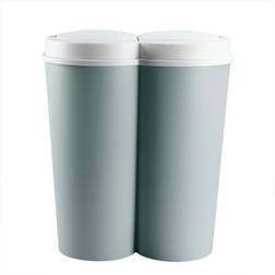 Deuba Double Dustbin Silver/Black Plastic 2x25L