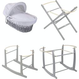 Clair De Lune Waffle Grey Wicker Moses Basket 11.4x26"