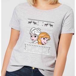 Disney Frozen Elsa and Anna Women's Christmas T-Shirt Grey 5XL Gris