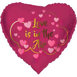 Folat hjerte folieballon love is in the air. 45 cm