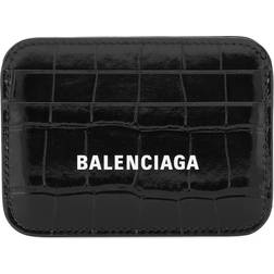 Balenciaga Cash Logo-print Croc-effect Leather Cardholder - - Black