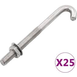 vidaXL J-Ankerschraube mit Mutter 25 Sets M8 x 120 mm