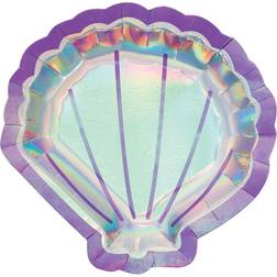 Creative Converting 336719 Iridescent Mermaid Party Shaped Paper Plates, 8 Count