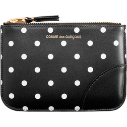 Dots Printed Leather Zip Wallet - Black