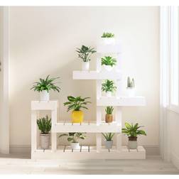 vidaXL plantestativ 92x25x97 cm massivt fyrretræ hvid Plantekasse