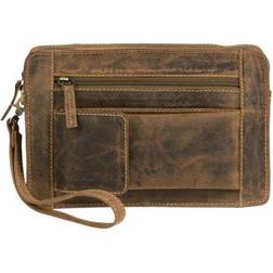 Greenburry Herren Handgelenktasche Leder braun antik VINTAGE 1732M