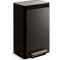 Kohler 20956-BST Step Trash Can, Gallon, Dual Compartment, Black