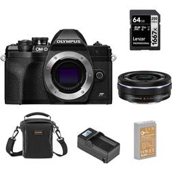 Olympus OM-D E-M10 Mark IV Camera with 14-42mm EZ Lens, Black w/Accessories Kit