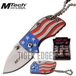 MTECH American Flag Folding Knife Keychain Pop Set Mini 1.4" Blade Pc + Display Box - #N/A