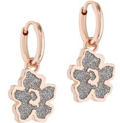 Ted Baker Glitter Magnolia Flower Huggie Hoop Earrings - Rose Gold/Grey