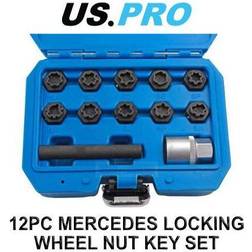 US PRO Tools 12PC Master Mercedes Locking Wheel Nut Key Set 3418