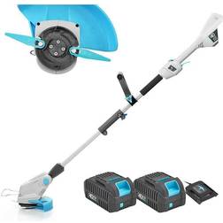 Swift 40V Cordless Grass Trimmer 9000RPM 25cm Cutting Width Lightweight 2in1 Battery Garden Strimmer/Edger, Dual 2.0Ah Battery & Charger Included