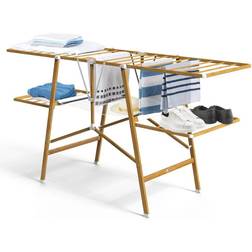 VOUNOT Clothes Airers Indoor, 24m Folding Laundry Drying Rack, Imitation Wood Design