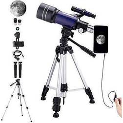 150X Telescope for Kids Astronomy Beginners Adults, 70mm HD Refractor Telescope for Astronomy, Starter Scope with Tripod, Phone Adapter, Finder Scop