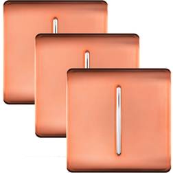 Trendi 1 Gang 2 Way 10 Amp Rocker Chrome Light Switch Glossy Copper (3 Pack)