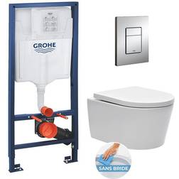 Grohe Rapid SL toilet set SATrimless toilet bowl, concealed fixings Chrome Skate plate (RapidSL-SATrimless)