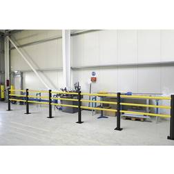 Safety railing, made of flexible plastic, cross bars