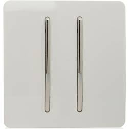 Trendi Switch Trendi 2 Gang (2 Way & Intermediate) Glossy 10 Amp Rocker Light Switch Ice White