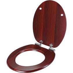 Siège De WC Bois Système D'Abaissement Automatique MDF Abattant Standard Salle De Bain Lunette Couvercle Toilette - Marron