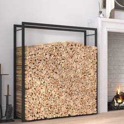 vidaXL Firewood Rack Matt Black 110x28x116 cm Steel