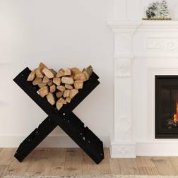 vidaXL Log Holder Black 47x39.5x48 cm Solid Wood Pine