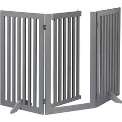 Relaxdays Safety Gate with Door, Retractable, with Feet, Children & Pets, FreeStanding Barrier, HxW: 92x154 cm, Grey