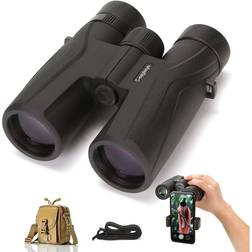 C-eagleeye Binoculars 10x42, Ipx7 Professional Waterproof & Fog-Proof, Includes Bags,Strap,Phone Adapter with 23mm Big Eyepiece Bak4 Lens for