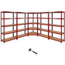 1 x Corner Racking Garage Shelving 4 x 90cm Bays Metal Heavy Duty MDF Shelves