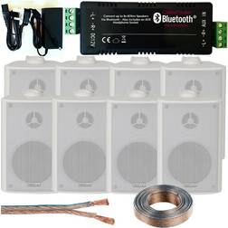 Loops Bar/Restaurant Bluetooth Amplifier Kit 8x White Wall Speaker Wireless Background