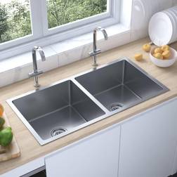 vidaXL Handmade Kitchen Sink Stainless Steel Plumbing Utility Waste