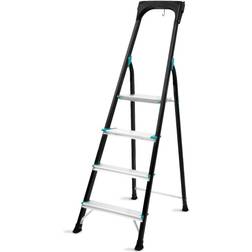 VONROC Escalera doméstica PRO 4 peldaños Antideslizante Capacidad máx. 150kg