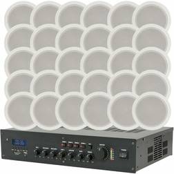 Loops PRO Bluetooth 100V Amplifier & 30x Ceiling Speaker Kit Background Music System
