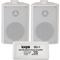 Loops Wireless Bluetooth Amplifier & 2x 60W Wall Mounted Speaker Kit HiFi Amp System