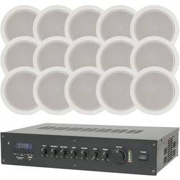 Loops Pro Bluetooth 100V Amplifier & 15x Ceiling Speaker Kit Background Music System