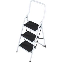 0.75m Folding Step Ladder Safety Stool 3 Tread Compact Anti Slip Rubber Steps