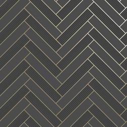 Holden Cerros Tile Black Gold Wallpaper wilko