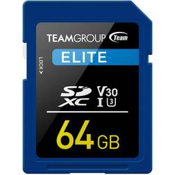 TeamGroup Elite 64GB UHS-I U3 V30 UHD Read Speed up to 90MB/s SDXC High Speed 4K Memory Card Compatible with Canon Sony Nikon Panasonic FUJIFILM Digital Camera TESDXC64GIV3001