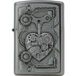 Zippo PL STEAM Punk Heart Feuerzeug Messing Edelstahloptik 1 x 3,5 x 5,5 cm