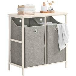 Haotian Mobiletto Portabiancheria Con 2 Sacchetti Portabiancheria Rimovibili Cesto Della Biancheria Mobiletto Del Bagno Grigio Bzr57-w